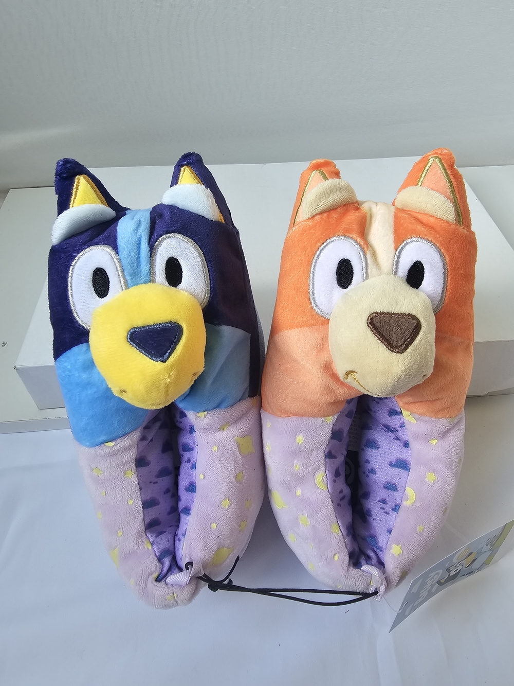 Plush Animal Kids Slippers - Orange & Blue Plush Pair